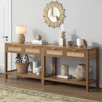 SICOTAS Consolle in Rattan con 2 Cassetti e Ripiani - 30 x 39,4 x 13,8