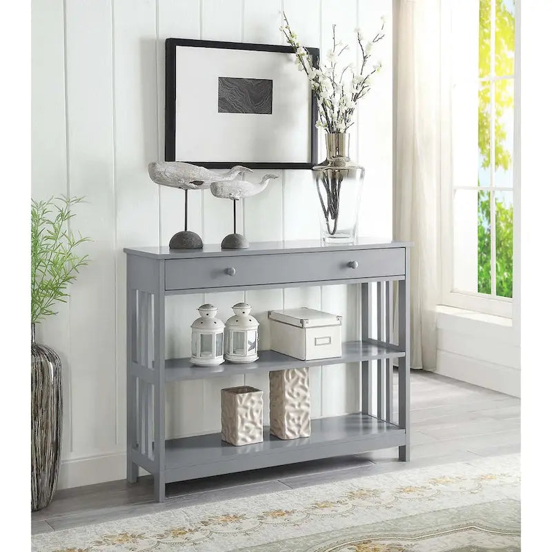 Tavolo Console Convenience Concepts Mission a 1 Cassetto con Scaffali