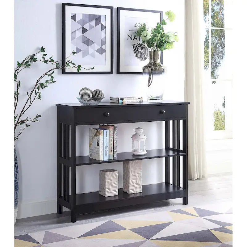 Tavolo Console Convenience Concepts Mission a 1 Cassetto con Scaffali
