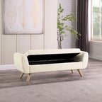Panca contenitore HomePop Modern Sherpa con gambe in legno