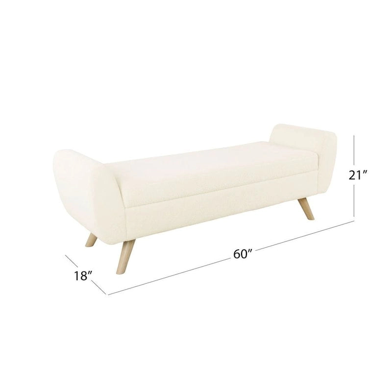 Panca contenitore HomePop Modern Sherpa con gambe in legno