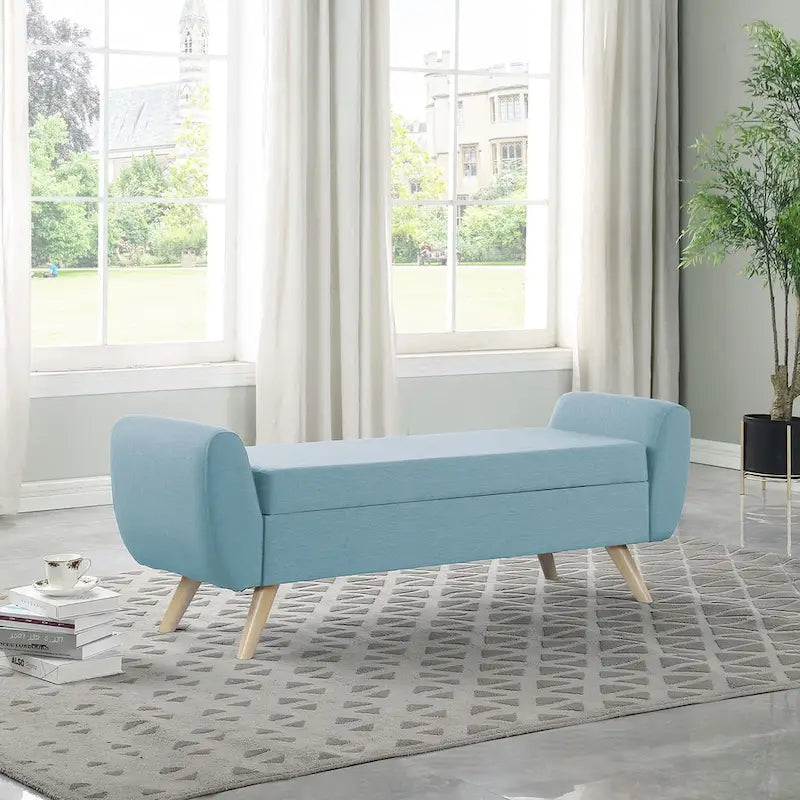 Panca contenitore HomePop Modern Sherpa con gambe in legno