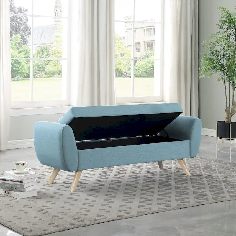 Panca contenitore HomePop Modern Sherpa con gambe in legno