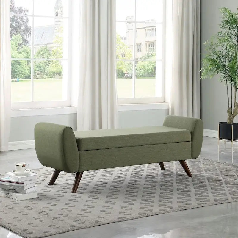 Panca contenitore HomePop Modern Sherpa con gambe in legno