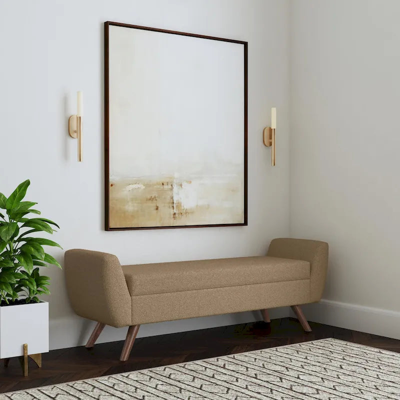 Panca contenitore HomePop Modern Sherpa con gambe in legno