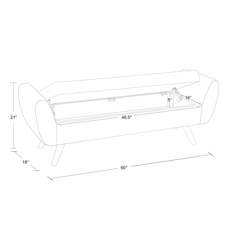 Panca contenitore HomePop Modern Sherpa con gambe in legno