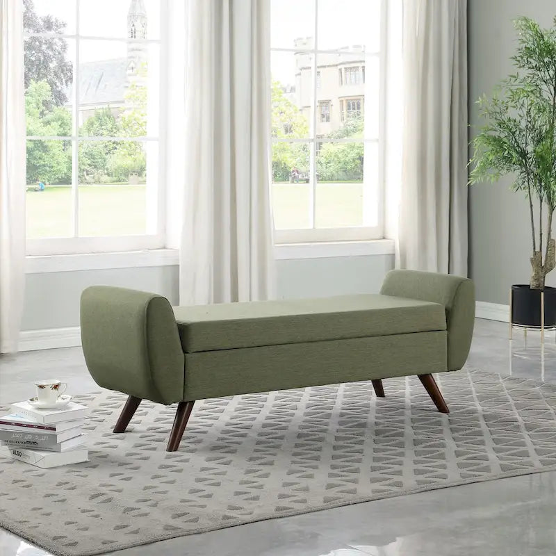 Panca contenitore HomePop Modern Sherpa con gambe in legno