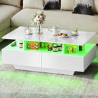 Tavolino Moderno Moasis con Contenitore e Luci LED Lucido per Soggiorno