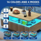 Tavolino Moderno Moasis con Contenitore e Luci LED Lucido per Soggiorno
