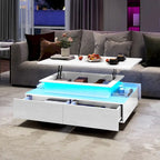 Tavolino Moderno Moasis con Contenitore e Luci LED Lucido per Soggiorno