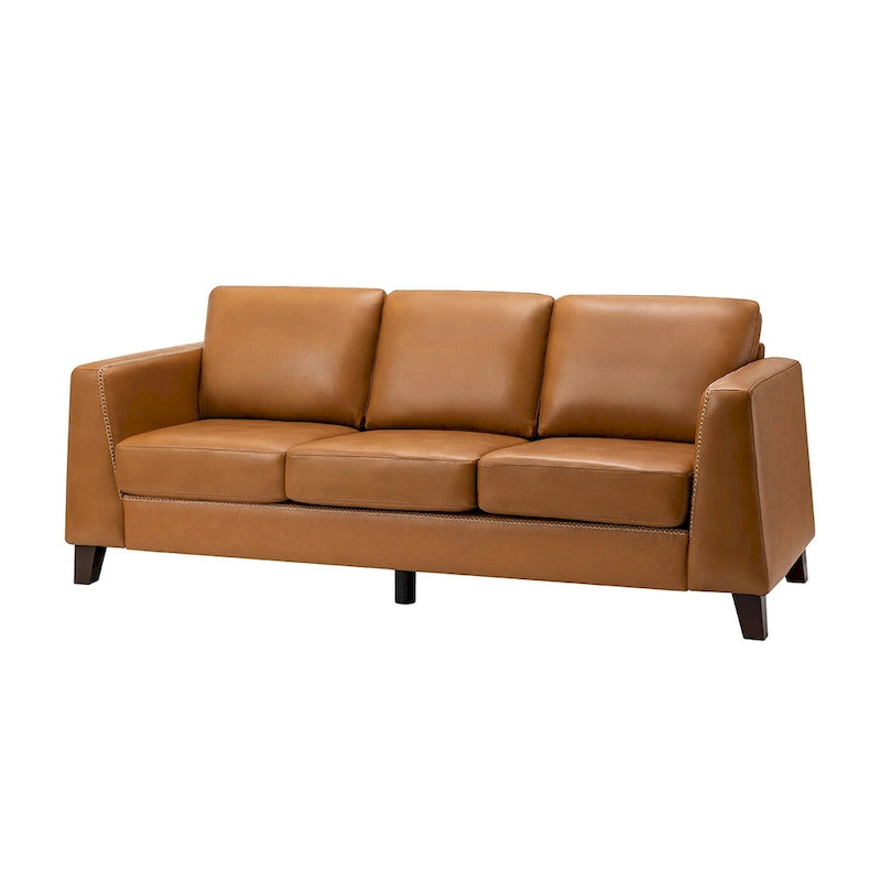 Divano Rita 81.5 con Braccioli a Tuxedo in Vera Pelle con Gambe in Legno Massello di HULALA HOME