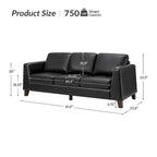 Divano Rita 81.5 con Braccioli a Tuxedo in Vera Pelle con Gambe in Legno Massello di HULALA HOME