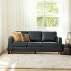 Divano Rita 81.5 con Braccioli a Tuxedo in Vera Pelle con Gambe in Legno Massello di HULALA HOME