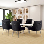 SEYNAR Sedia da pranzo in velluto moderno, set da 6, con schienale pieghettato e maniglia posteriore
