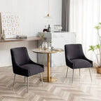 SEYNAR Sedia da pranzo in velluto moderno, set da 6, con schienale pieghettato e maniglia posteriore