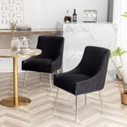SEYNAR Sedia da pranzo in velluto moderno, set da 6, con schienale pieghettato e maniglia posteriore