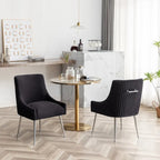 SEYNAR Sedia da pranzo in velluto moderno, set da 6, con schienale pieghettato e maniglia posteriore