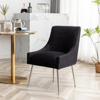 SEYNAR Sedia da pranzo in velluto moderno, set da 6, con schienale pieghettato e maniglia posteriore