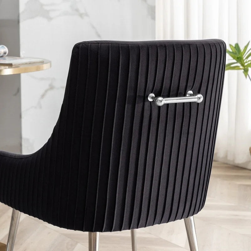SEYNAR Sedia da pranzo in velluto moderno, set da 6, con schienale pieghettato e maniglia posteriore