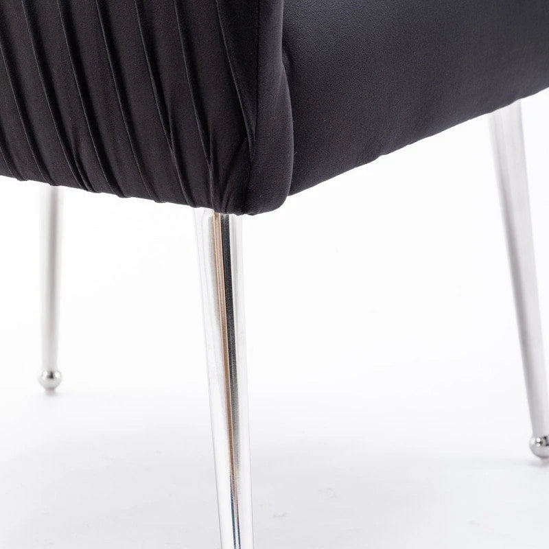 SEYNAR Sedia da pranzo in velluto moderno, set da 6, con schienale pieghettato e maniglia posteriore