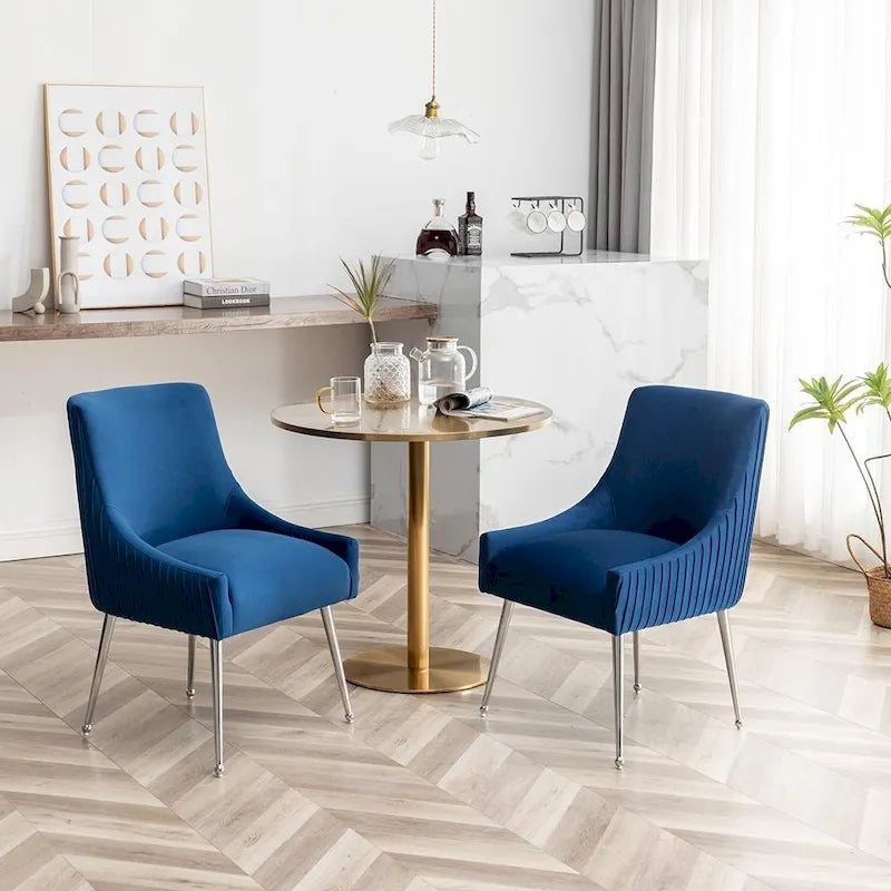SEYNAR Sedia da pranzo in velluto moderno, set da 6, con schienale pieghettato e maniglia posteriore