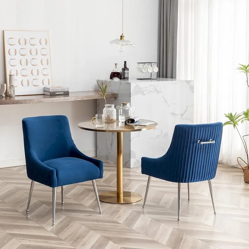 SEYNAR Sedia da pranzo in velluto moderno, set da 6, con schienale pieghettato e maniglia posteriore