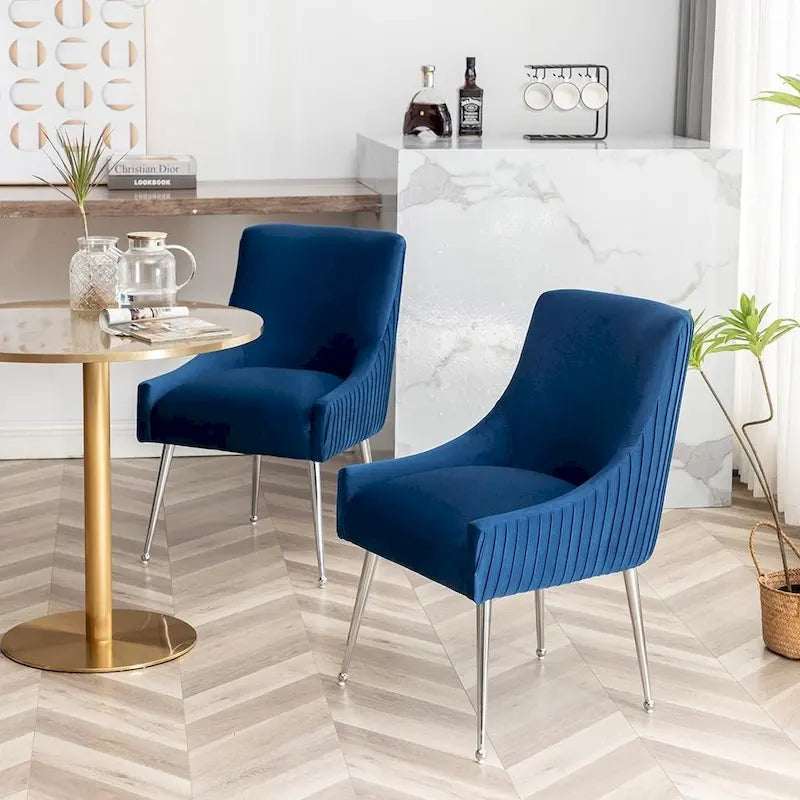 SEYNAR Sedia da pranzo in velluto moderno, set da 6, con schienale pieghettato e maniglia posteriore