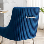 SEYNAR Sedia da pranzo in velluto moderno, set da 6, con schienale pieghettato e maniglia posteriore