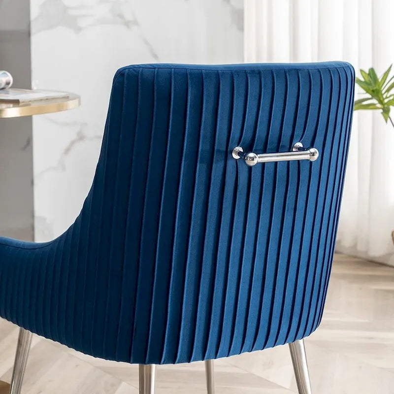 SEYNAR Sedia da pranzo in velluto moderno, set da 6, con schienale pieghettato e maniglia posteriore