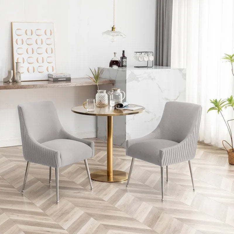 SEYNAR Sedia da pranzo in velluto moderno, set da 6, con schienale pieghettato e maniglia posteriore