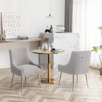 SEYNAR Sedia da pranzo in velluto moderno, set da 6, con schienale pieghettato e maniglia posteriore