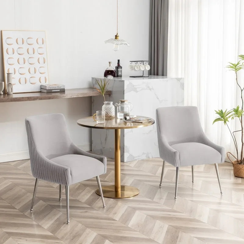 SEYNAR Sedia da pranzo in velluto moderno, set da 6, con schienale pieghettato e maniglia posteriore