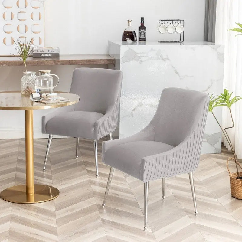 SEYNAR Sedia da pranzo in velluto moderno, set da 6, con schienale pieghettato e maniglia posteriore
