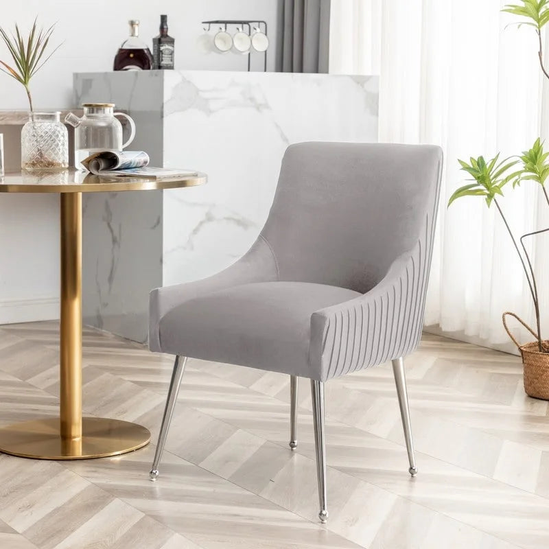 SEYNAR Sedia da pranzo in velluto moderno, set da 6, con schienale pieghettato e maniglia posteriore