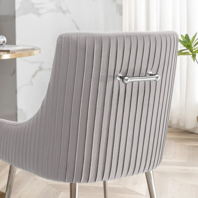 SEYNAR Sedia da pranzo in velluto moderno, set da 6, con schienale pieghettato e maniglia posteriore