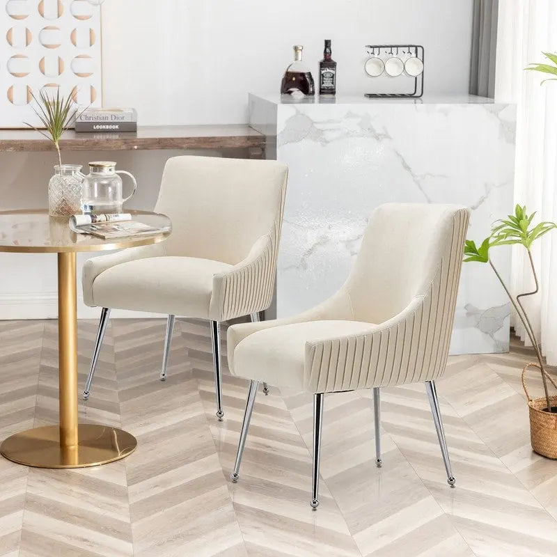 SEYNAR Sedia da pranzo in velluto moderno, set da 6, con schienale pieghettato e maniglia posteriore