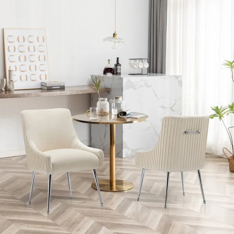 SEYNAR Sedia da pranzo in velluto moderno, set da 6, con schienale pieghettato e maniglia posteriore