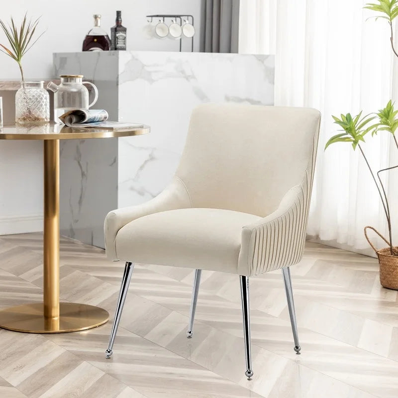 SEYNAR Sedia da pranzo in velluto moderno, set da 6, con schienale pieghettato e maniglia posteriore