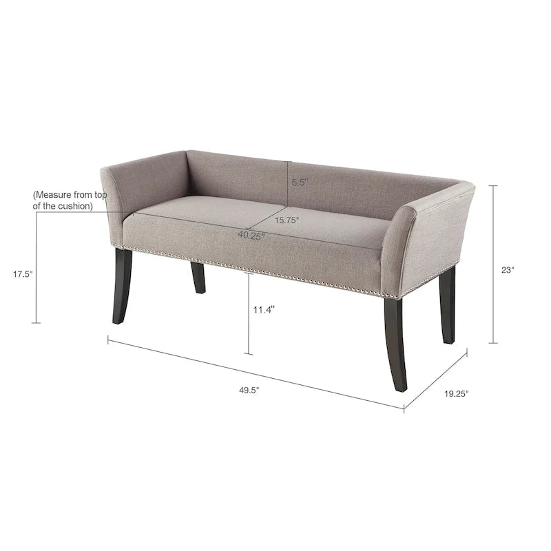 Banc rembourré Madison Park Welburn 49,5 po avec dossier et pieds en bois
