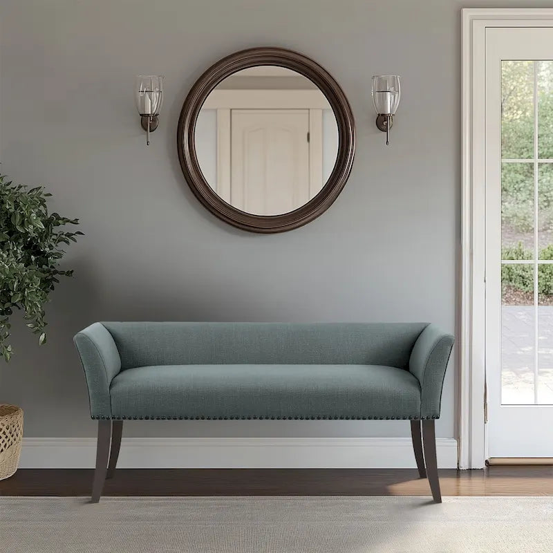 Banc rembourré Madison Park Welburn 49,5 po avec dossier et pieds en bois