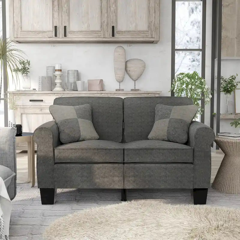 Divanetto imbottito Nele in lino contemporaneo di Furniture of America