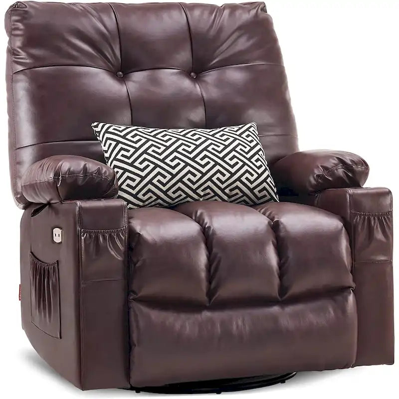 Fauteuil inclinable, pivotant et coulissant MCombo avec fonctions de massage et chauffage, en faux cuir 7748