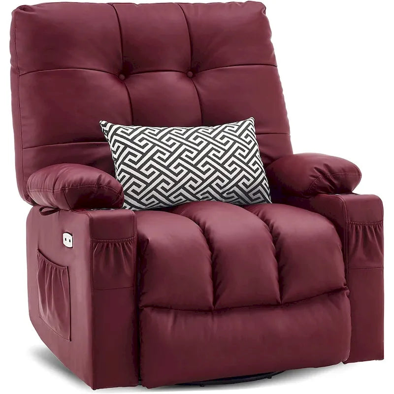 Fauteuil inclinable, pivotant et coulissant MCombo avec fonctions de massage et chauffage, en faux cuir 7748