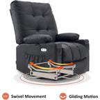 MCombo Poltrona Reclinabile Girevole Grande con Massaggio e Calore, Similpelle 7748