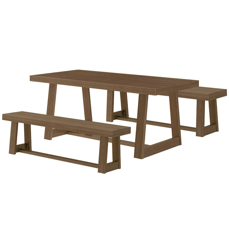 Ensemble table de salle à manger et bancs classiques Plank and Beam 72