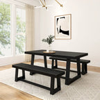Ensemble table de salle à manger et bancs classiques Plank and Beam 72