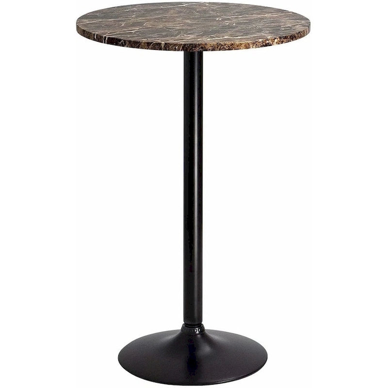 Tavolo da bar rotondo Homall Bistro Pub Table ad altezza bar, tavolino da cocktail con base in metallo, piano in MDF colore ossidiana con gamba nera, piano da 23,8 pollici - N/A