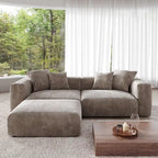 Divano componibile con 4 cuscini, moderno e lussuoso divano modulare componibile con chaise longue e pouf
