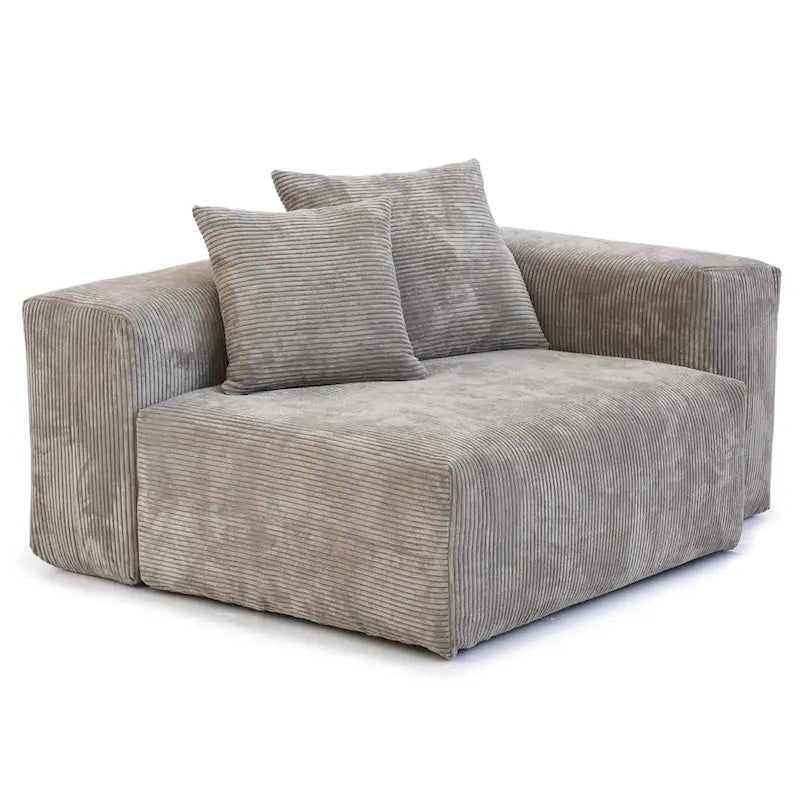 Divano componibile con 4 cuscini, moderno e lussuoso divano modulare componibile con chaise longue e pouf