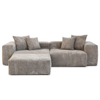 Divano componibile con 4 cuscini, moderno e lussuoso divano modulare componibile con chaise longue e pouf